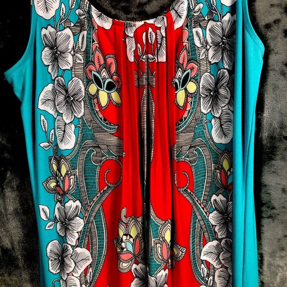 Colorful Floral Sleeveless Maxi Dress Bohemian Style With Vibrant Pattern & Flow - Picture 3 of 7